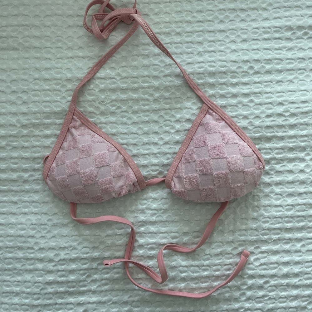 Pink Checkered Bikini Top